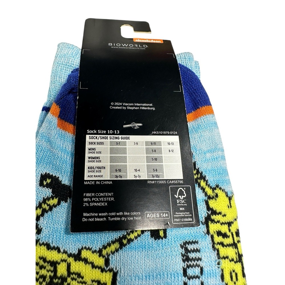nickelodeon spongebob squarepants mens crew socks size 8-12 - Picture 3 of 4